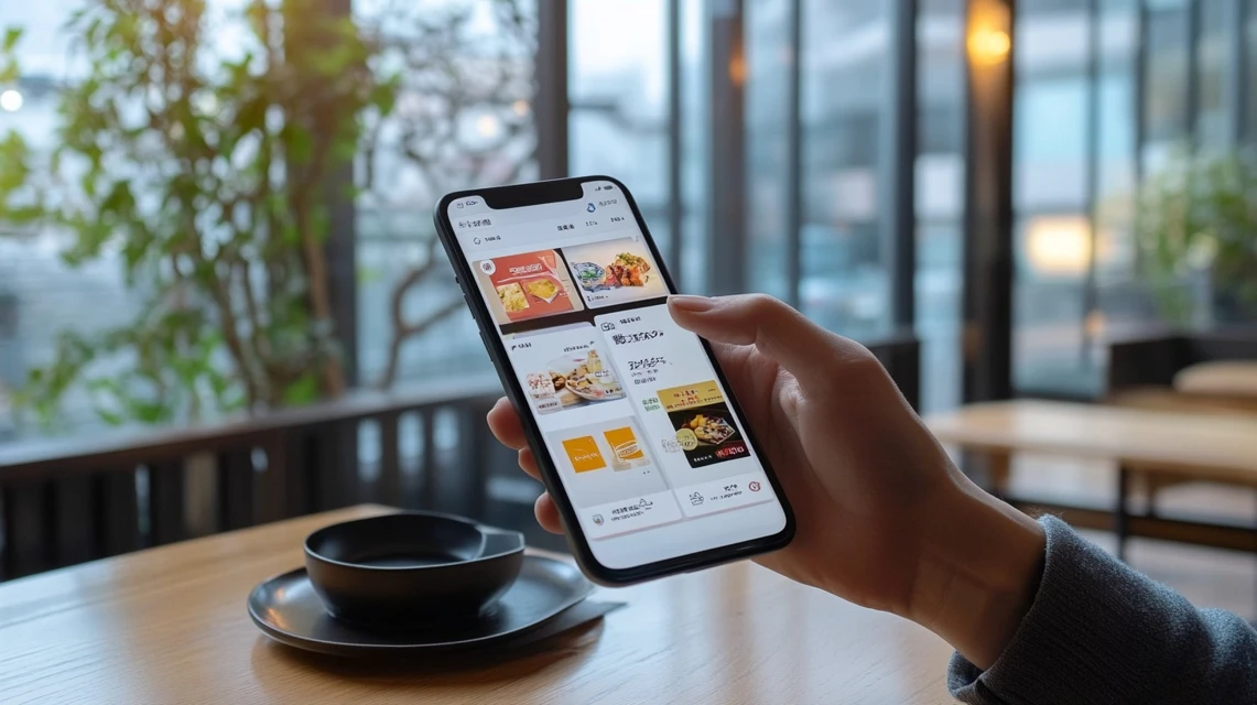 スマホ画面でエネオスアプリの店舗変更手順を確認する日本人ユーザー