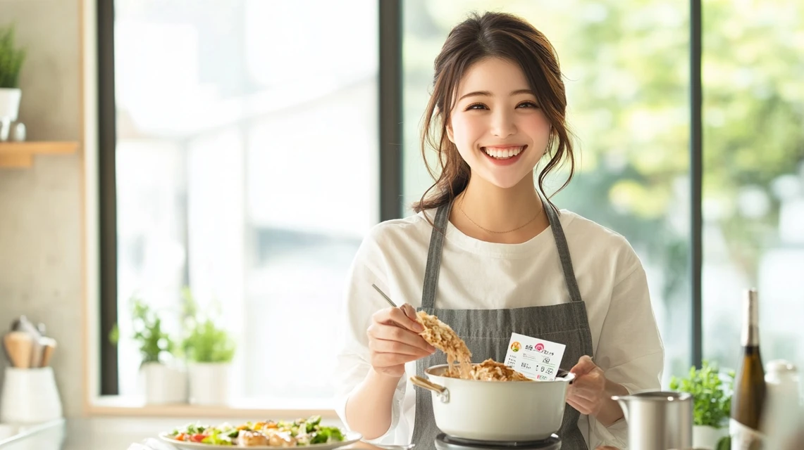 LINEクーポンを使って和食さとを楽しむ日本人女性