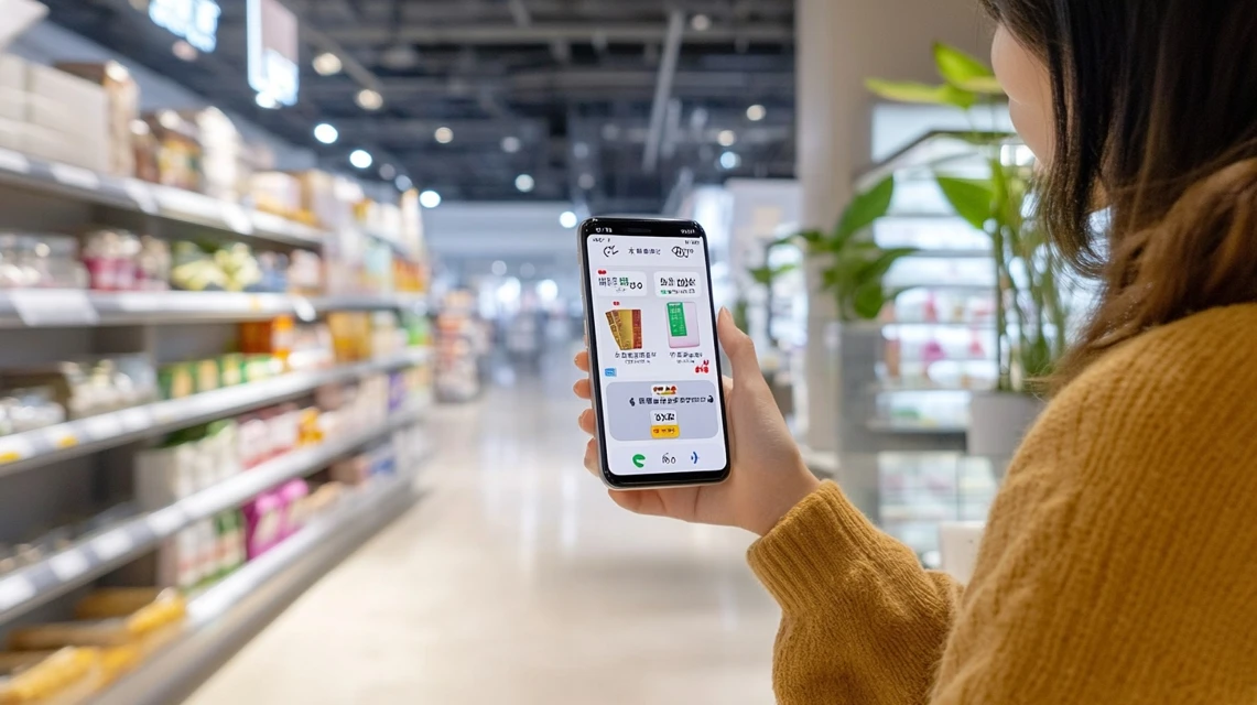 ロピアアプリで利用料を確認する日本人利用者の手元画面