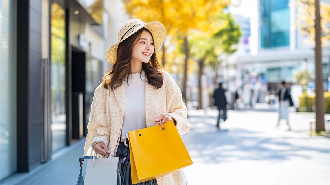 ジェミレミのクーポンコードを活用して家で楽しく買い物する日本人女性イメージ画像
