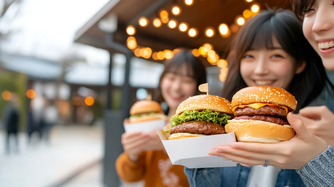 モスバーガーでPayPay決済を行う日本人家族