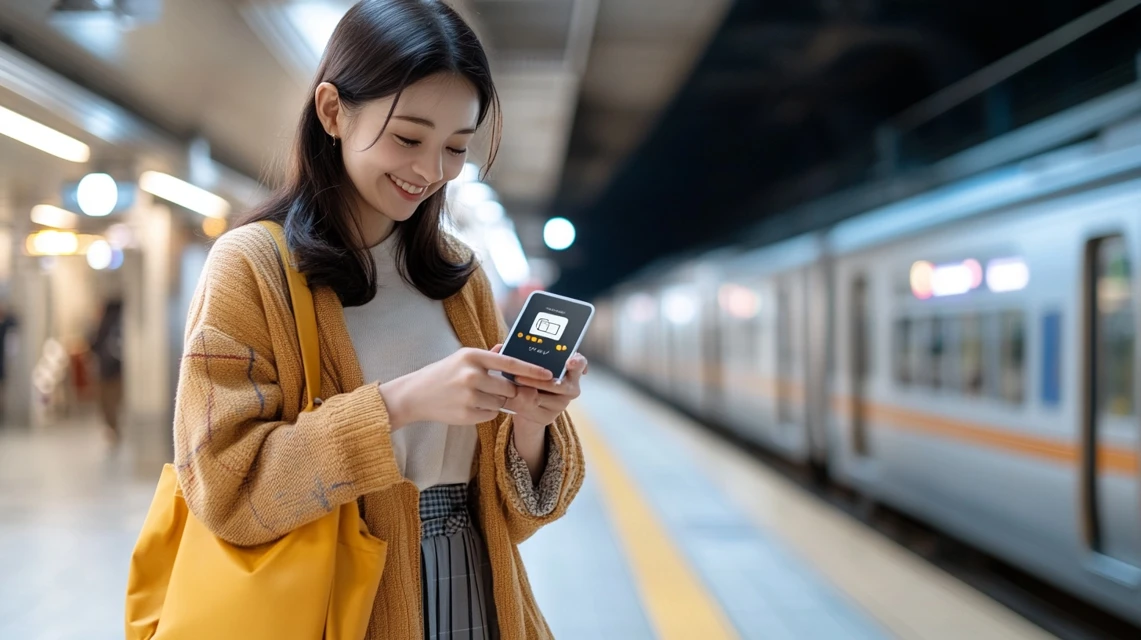 モスバーガーでd払いを使って支払う日本人女性の姿