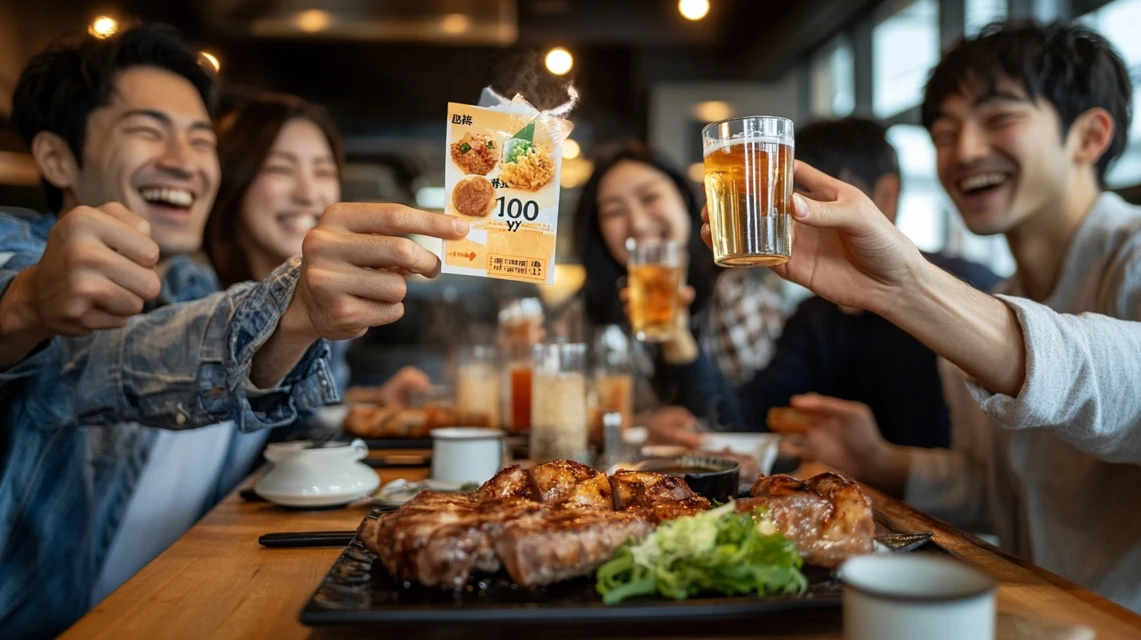 牛角1000円クーポンを活用し節約焼肉を楽しむ日本人グループ