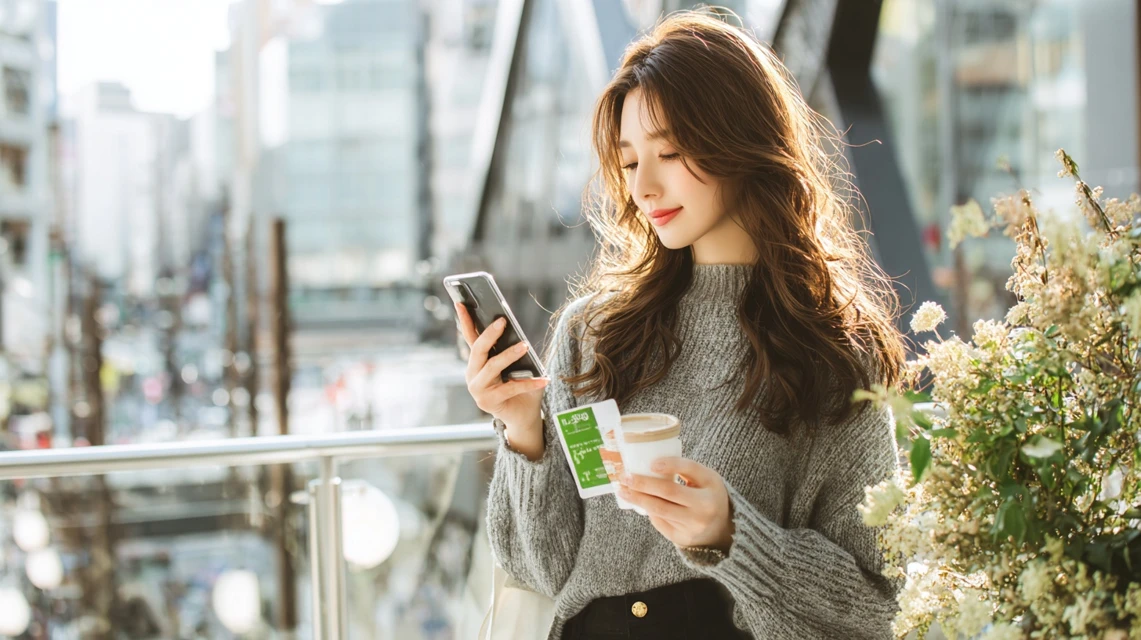 kodoクーポンの最新仕様変更を確認する日本人女性