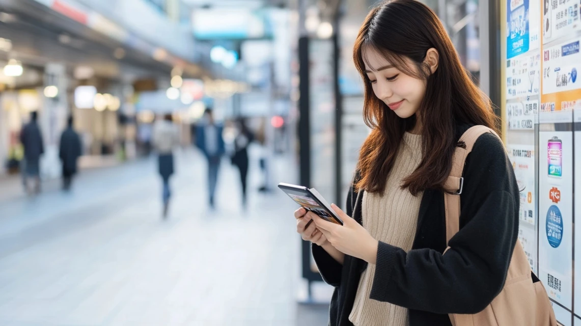 PayPay還元を使ってレノアのキャンペーンを確認する日本人女性