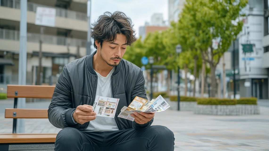 楽天24でレノアのクーポン配布状況をチェックする日本人男性