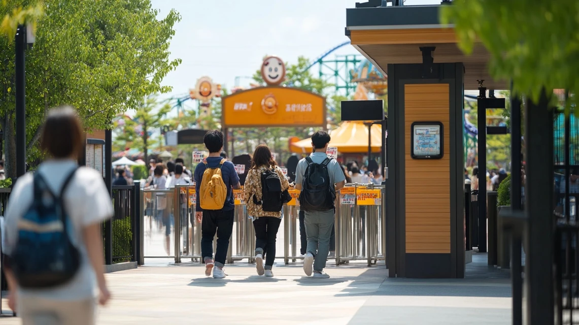 城島高原パークへ半額クーポンで入園する日本人家族