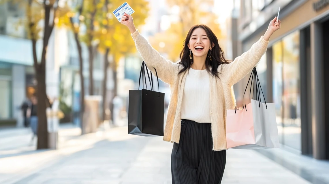 YOLOのクーポンコードを活用して買い物を楽しむ女性