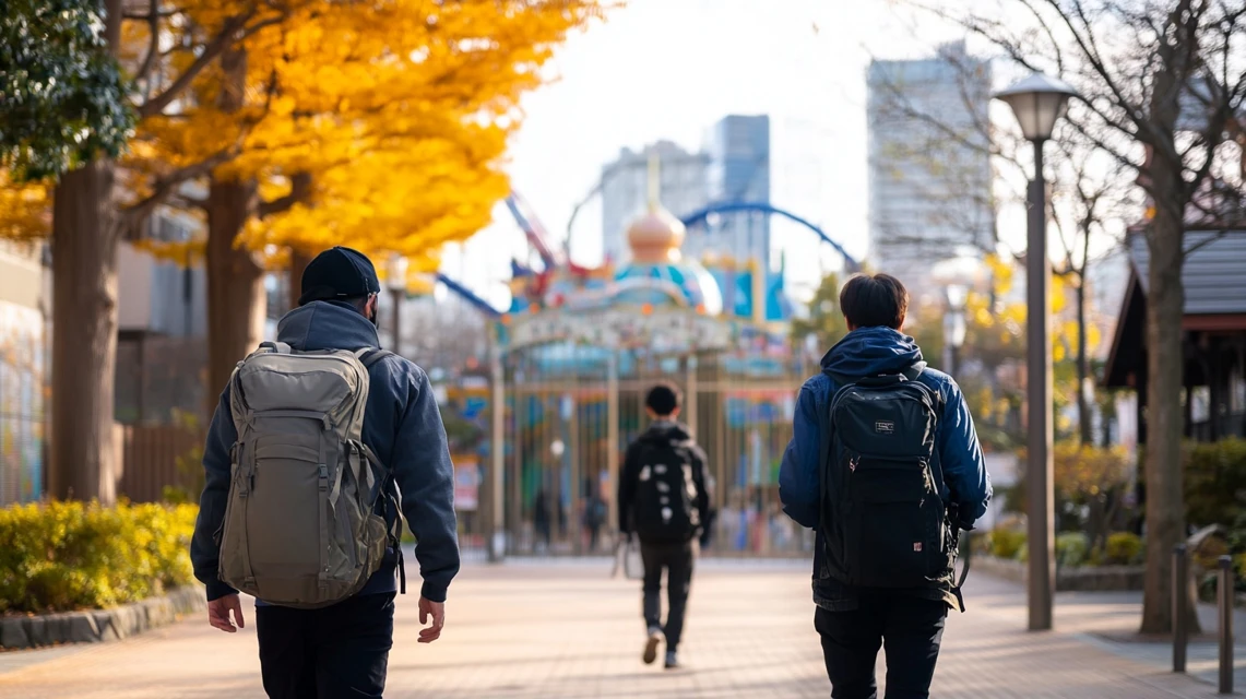 ラクテンチのゲート付近を歩く日本人旅行者の様子