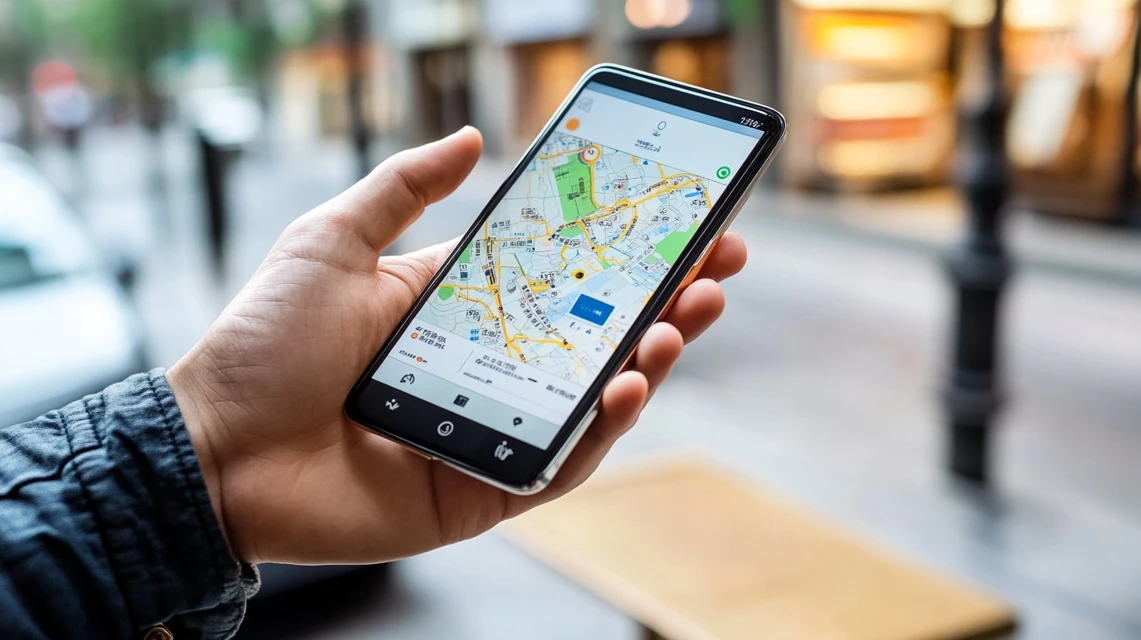 ケンタッキー店舗のau PAY対応を確認する日本人男性
