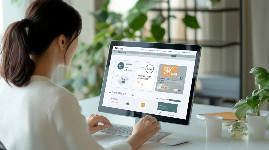 スマホでKEENクーポンを探す日本人女性
