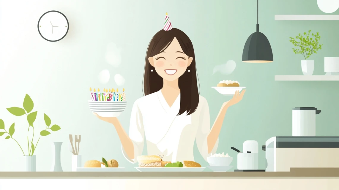 誕生日に丸源ラーメンのクーポンを利用して食事を楽しむ日本人