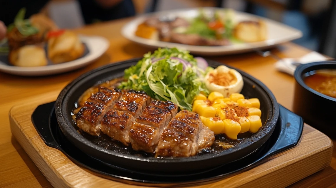 ビッグボーイでお得メニューを選ぶ日本人客の食事風景