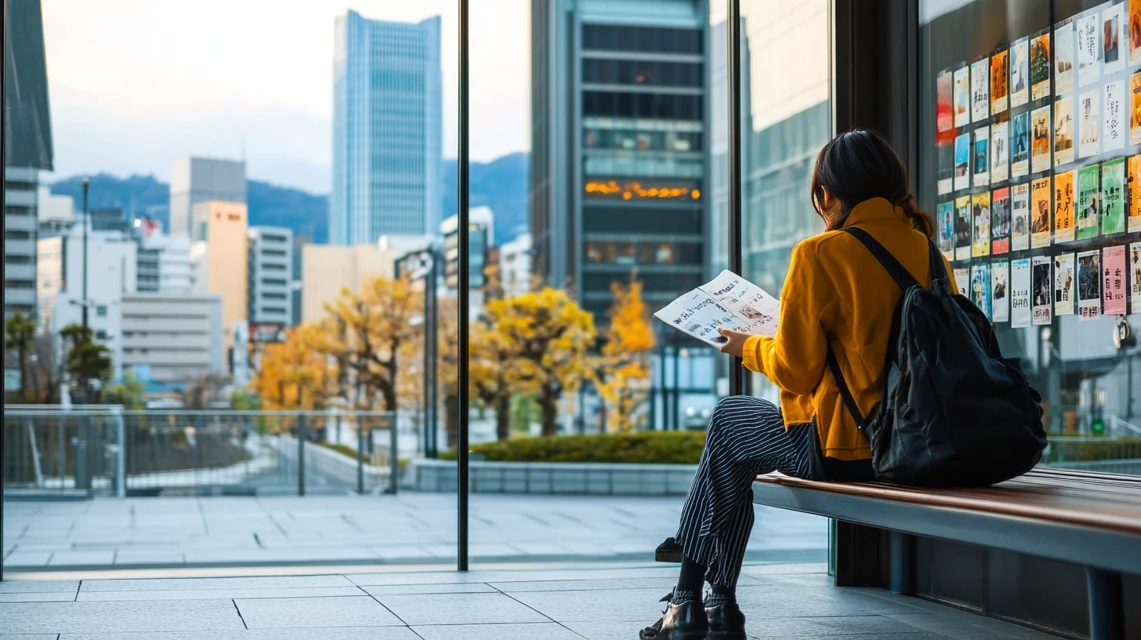 日本人来場者が須磨シーワールドの口コミを読み損を防ぐ方法を考える場面