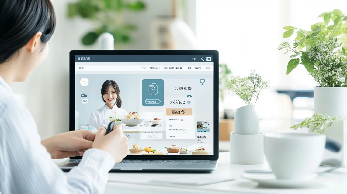 日本人カップルが予約割引を利用してランチを楽しむシーン
