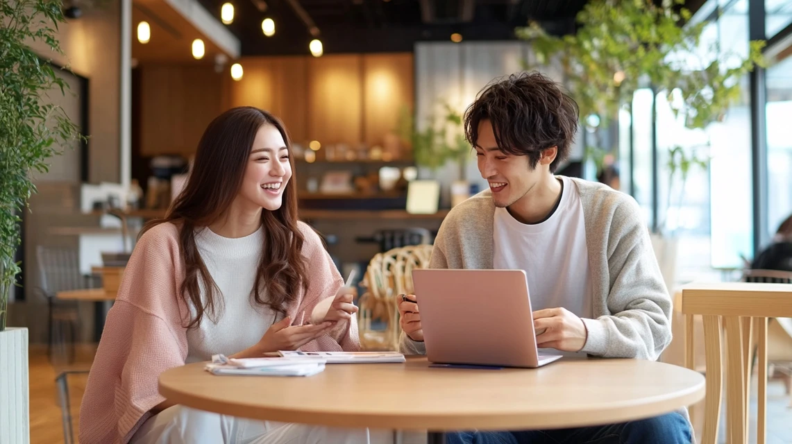 KEENクーポンで購入を喜ぶ日本人カップル