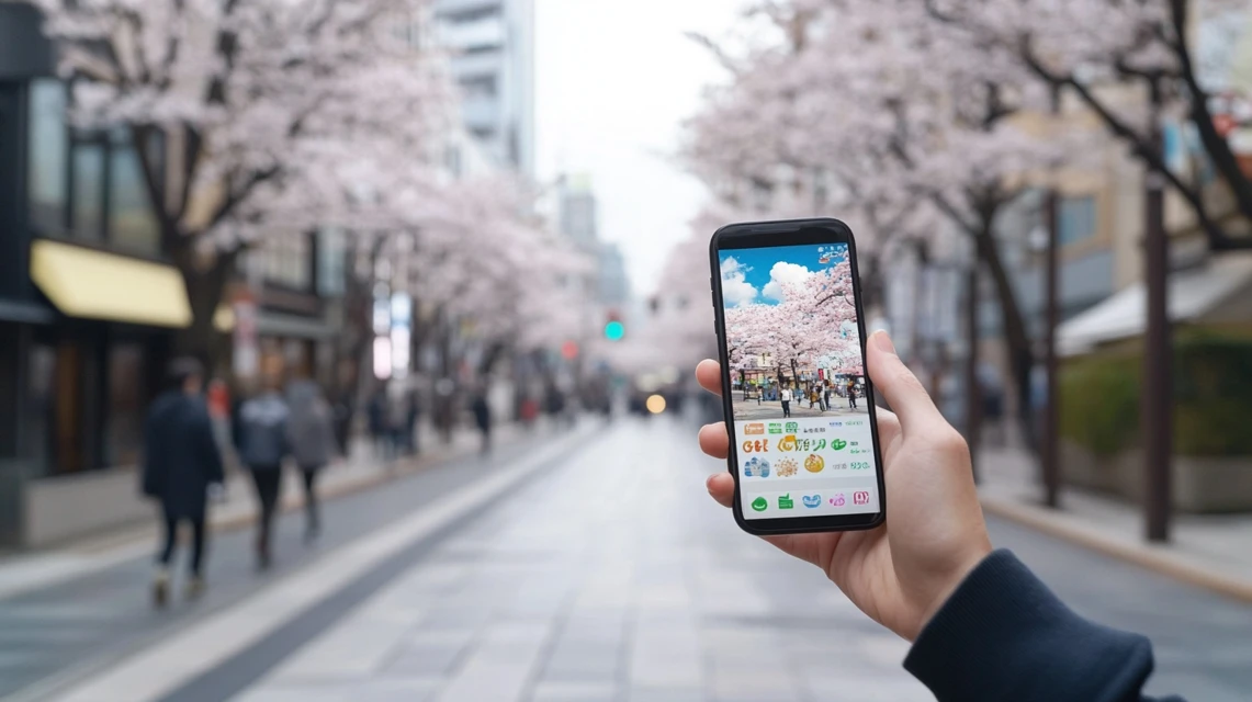 ドコモ限定キャンペーンをスマホで確認する日本人男性
