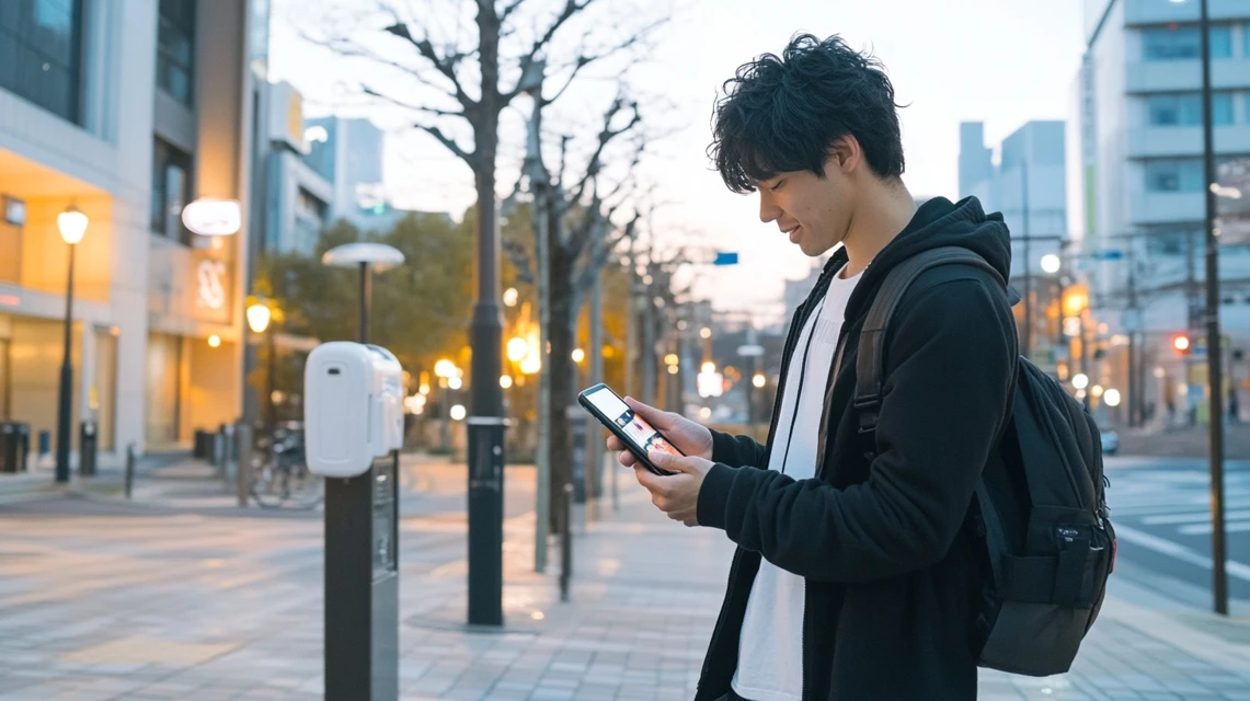 ムビチケクーポンを携帯キャリア経由で使う日本人男性
