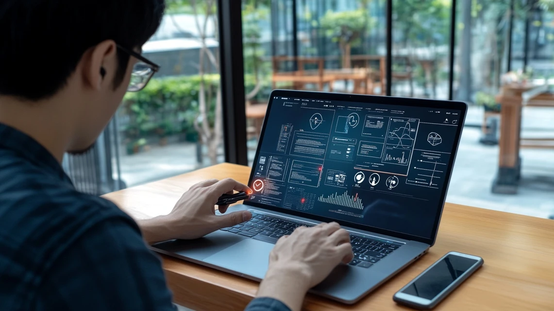 GearUPBoosterの安全性を確認する日本人男性