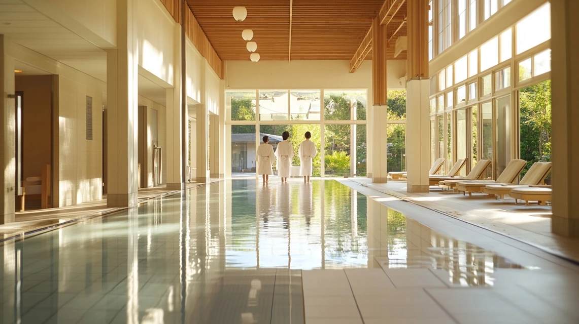 楽スパガーデン名古屋の館内でくつろぐ日本人グループ