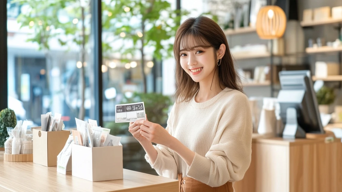 楽天24で600円クーポン条件を確認する日本人女性