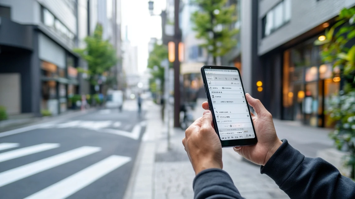 ワールドesimの口コミを読む日本人旅行者の表情
