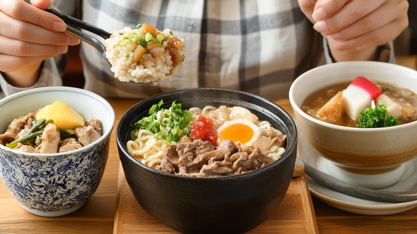 吉野家のクーポン200円を無限に使う様子を描いた食事シーン