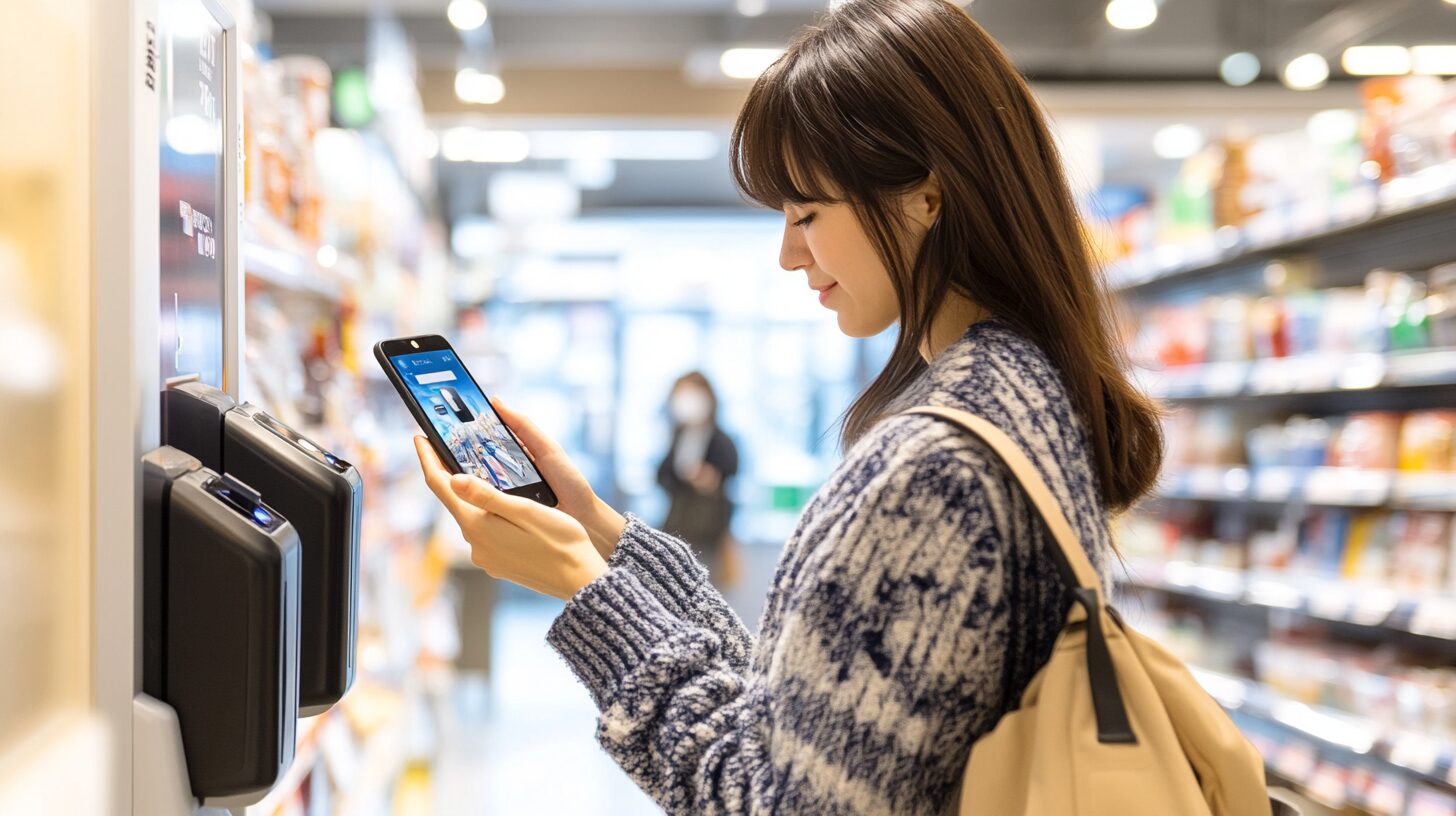 チャージスポットの初回クーポンで無料充電を試す日本人女性