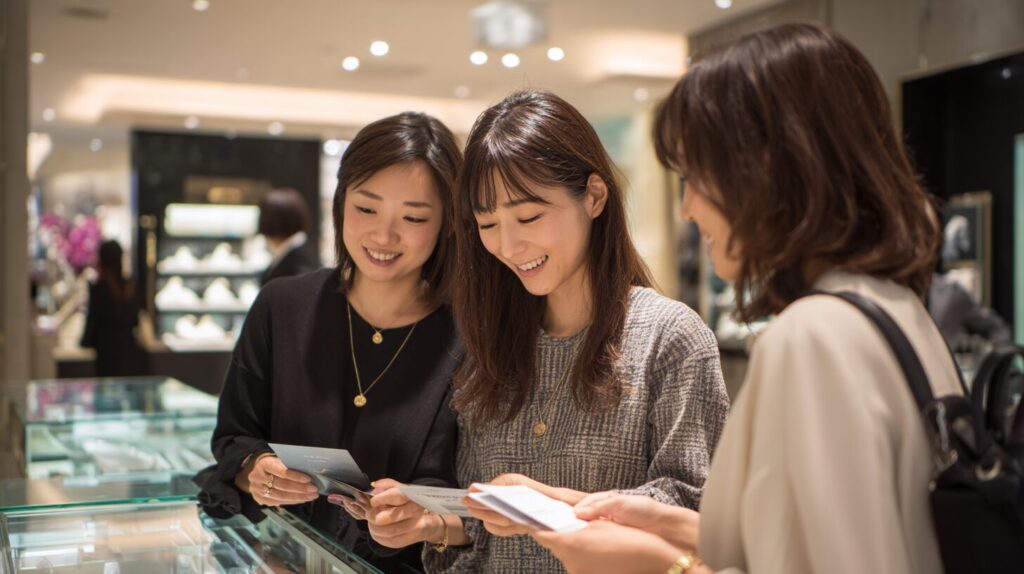 眼鏡市場のスペシャルクーポン最新情報を確認する女性の様子