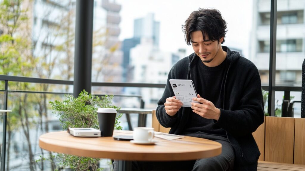 1ヶ月無料をAmazon・楽天・ソフトバンクで利用する男性
