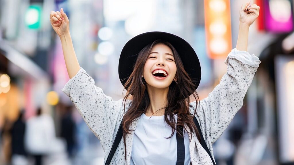 Hulu3ヶ月無料キャンペーン情報を喜ぶ日本人女性