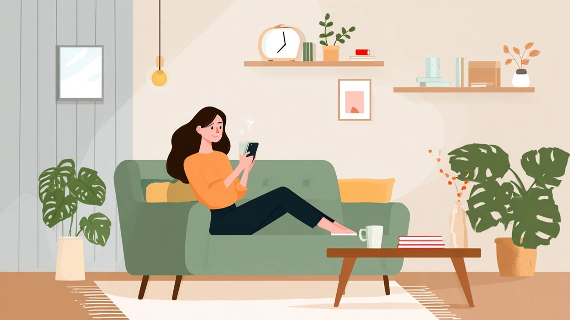 ワイモバイル特典を確認する女性の画像