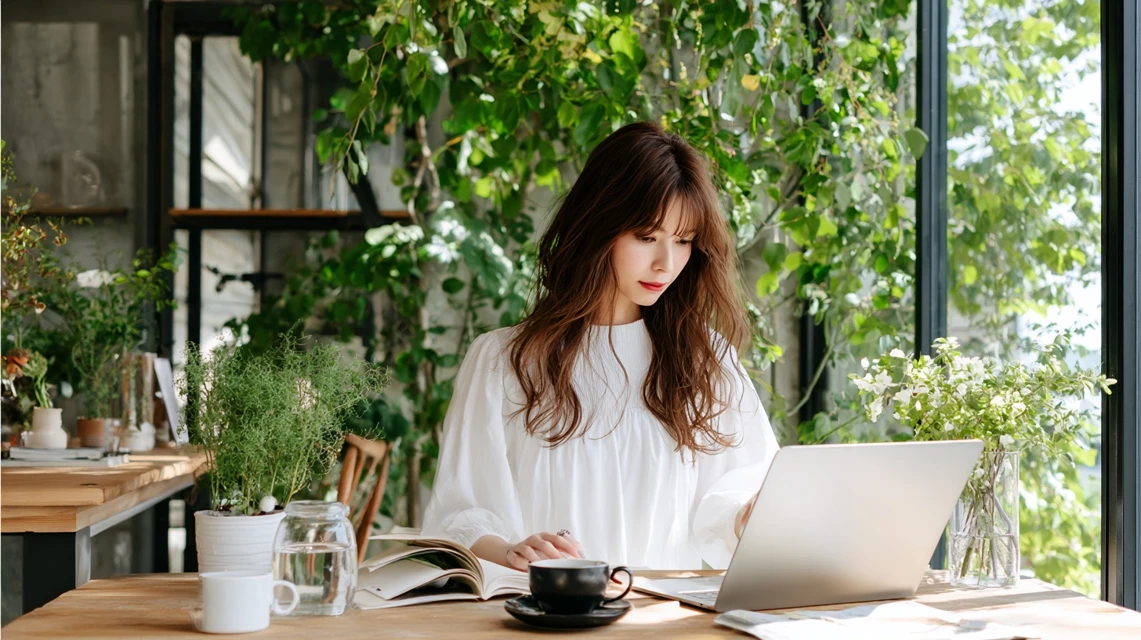 水族館の前売り券を購入する日本人女性