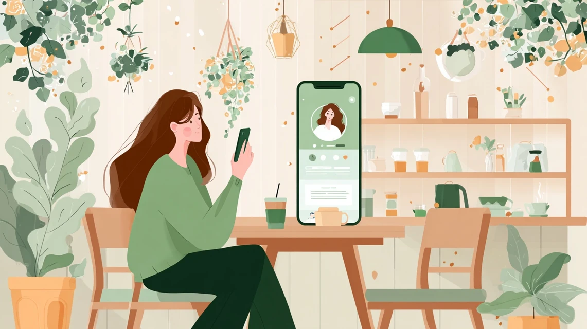 メリハリ無制限向けソフトバンク乗換クーポン取得画面を見る日本人

