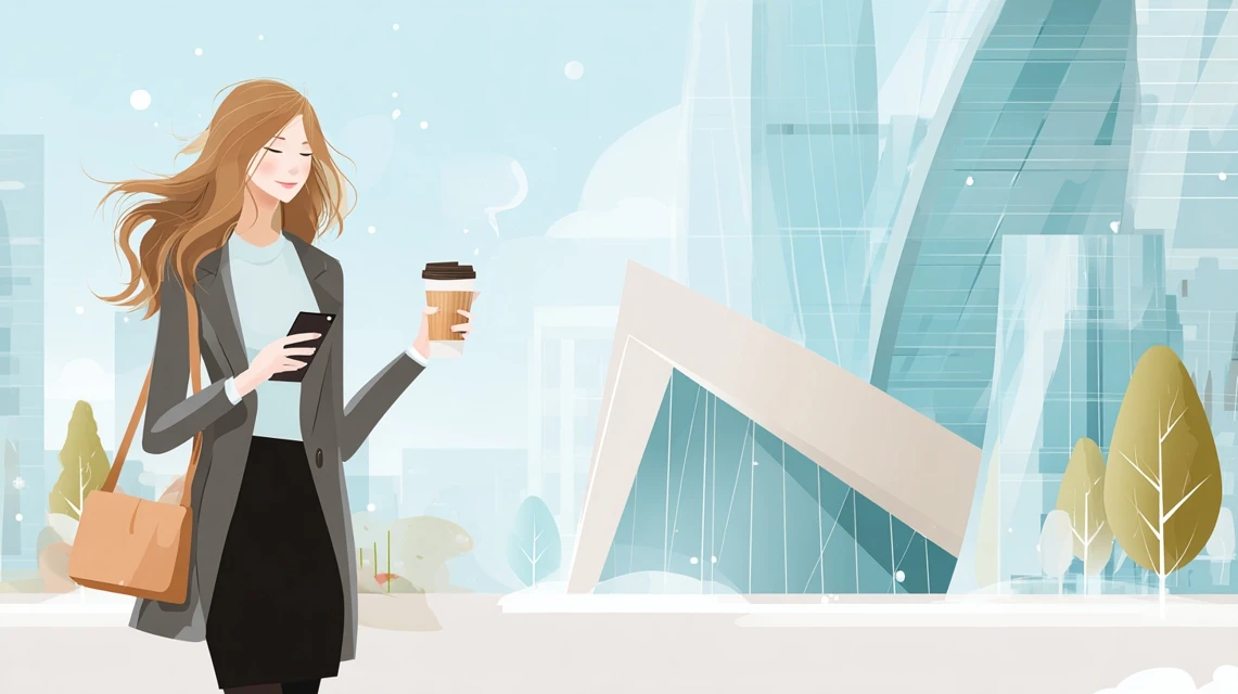 クーポン対応可否を調べる女性の画像