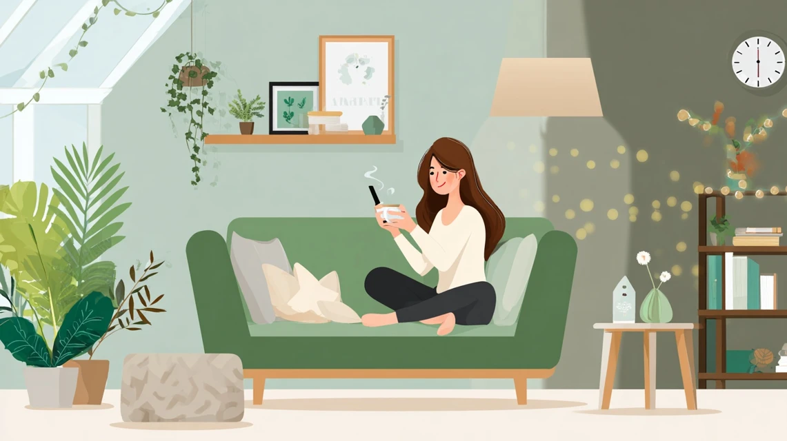 会員特典を確認する女性の画像