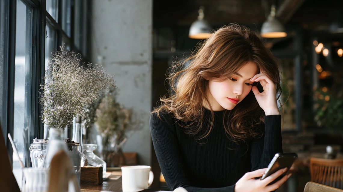 クーポンが使えなくて悩む女性