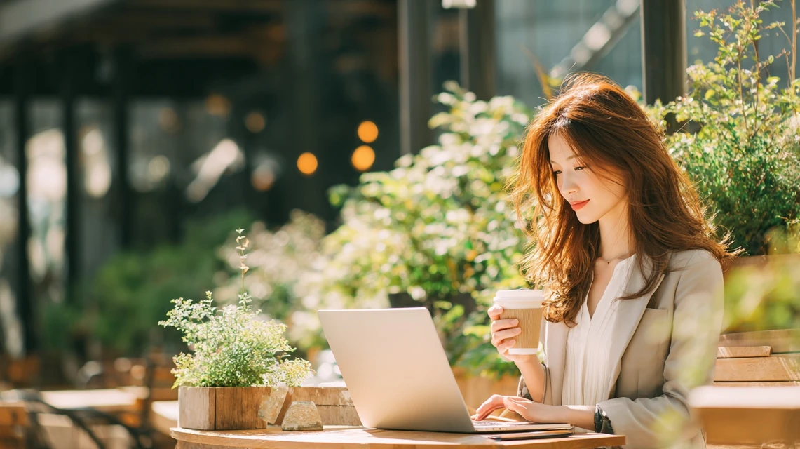 クーポンコード最新情報をチェックする女性