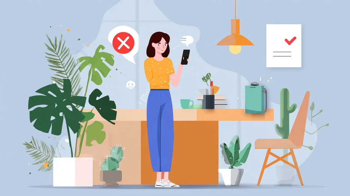 クーポン手順を確認する女性の場面
