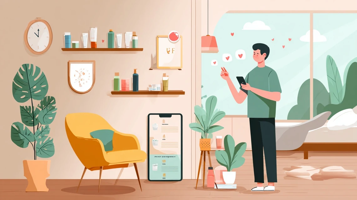 男性が割引率の違いを比較しているシーン
