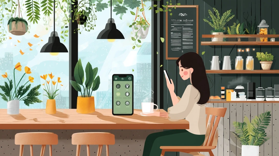 回数券のお得情報を見る女性の画像
