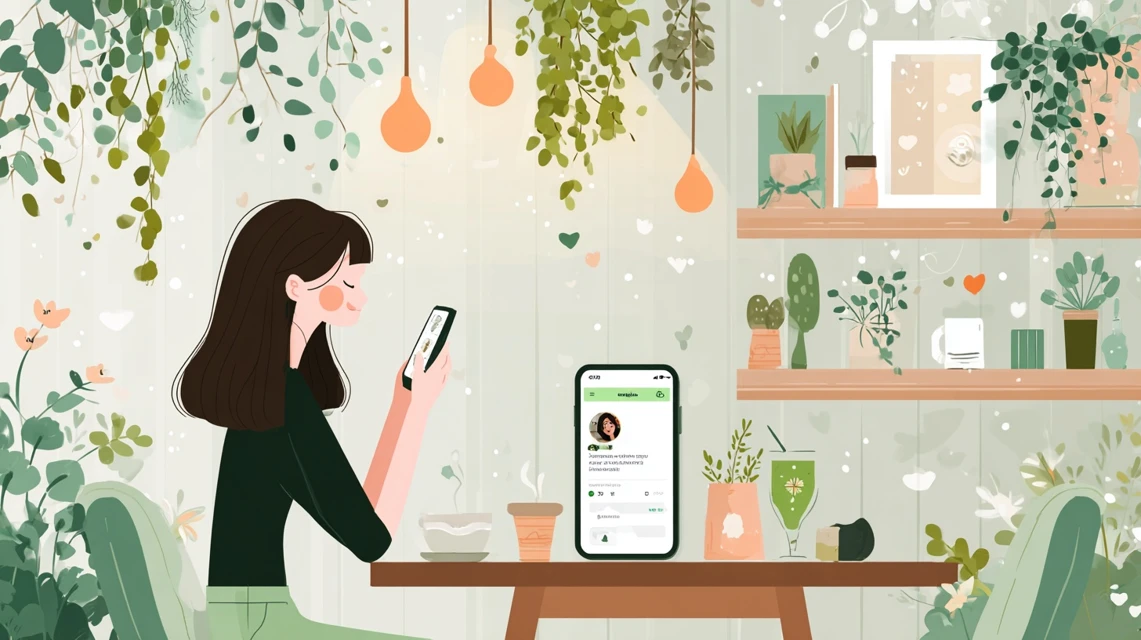 アプリ操作手順を確認する日本人の画像
