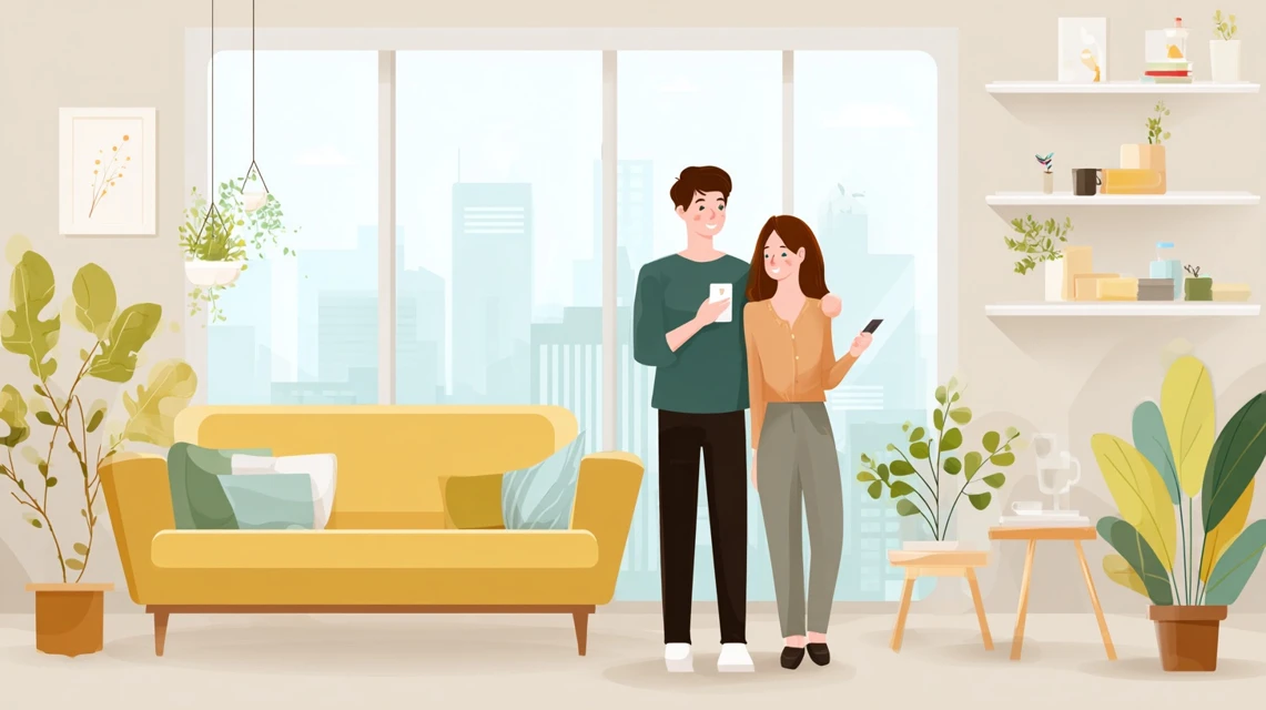 日本人が価格推移をチェックしている場面