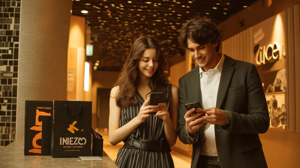 プラット赤穂の映画館で割引クーポンを使うカップル