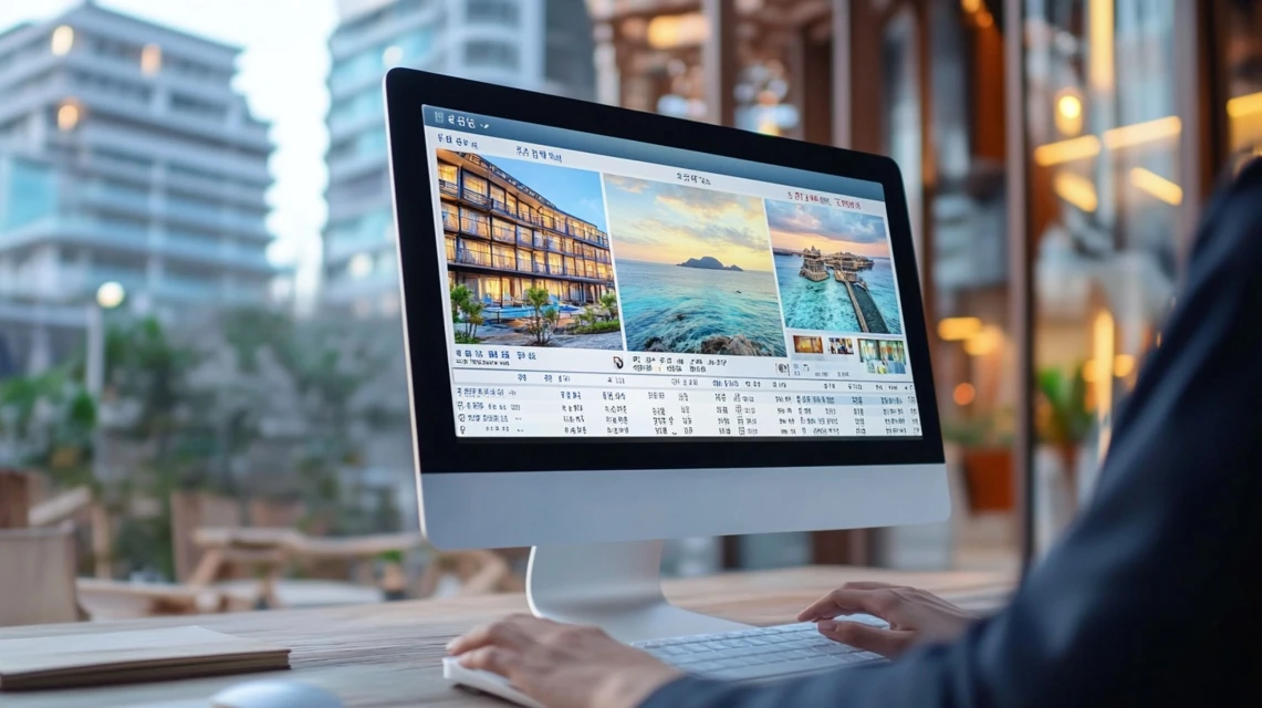 沖縄県民がホテル割引を比較して予約する様子