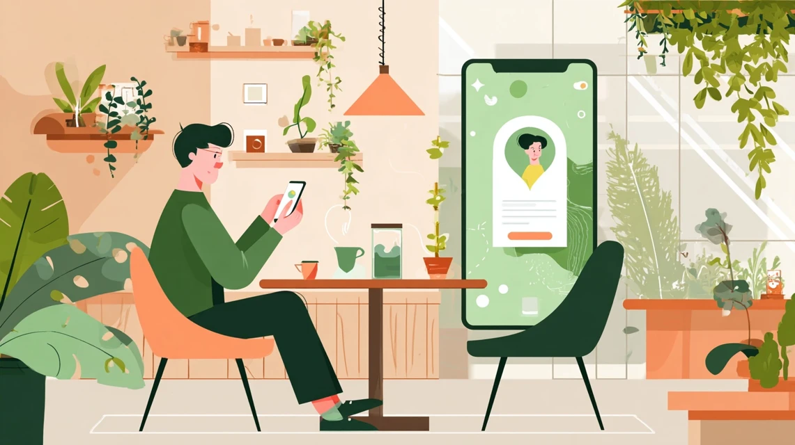 購入時ポイント利用を確認する日本人男性の画像