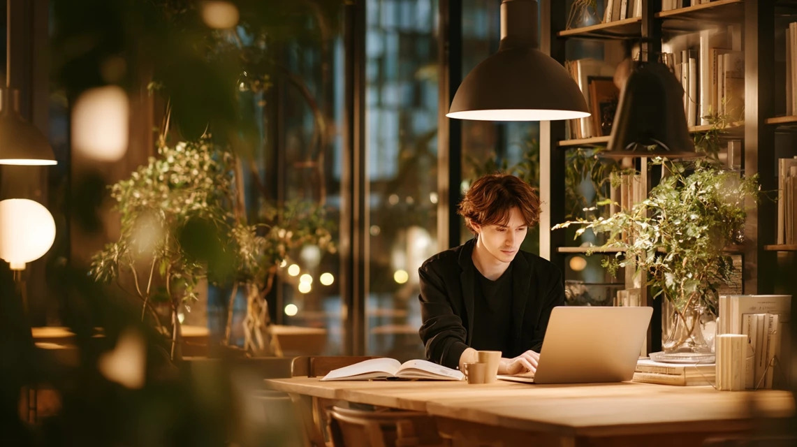 対象条件をチェックする男性