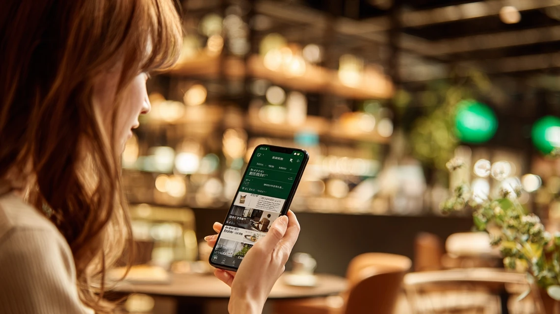 重要ポイントを確認する女性がスマホを操作する場面
