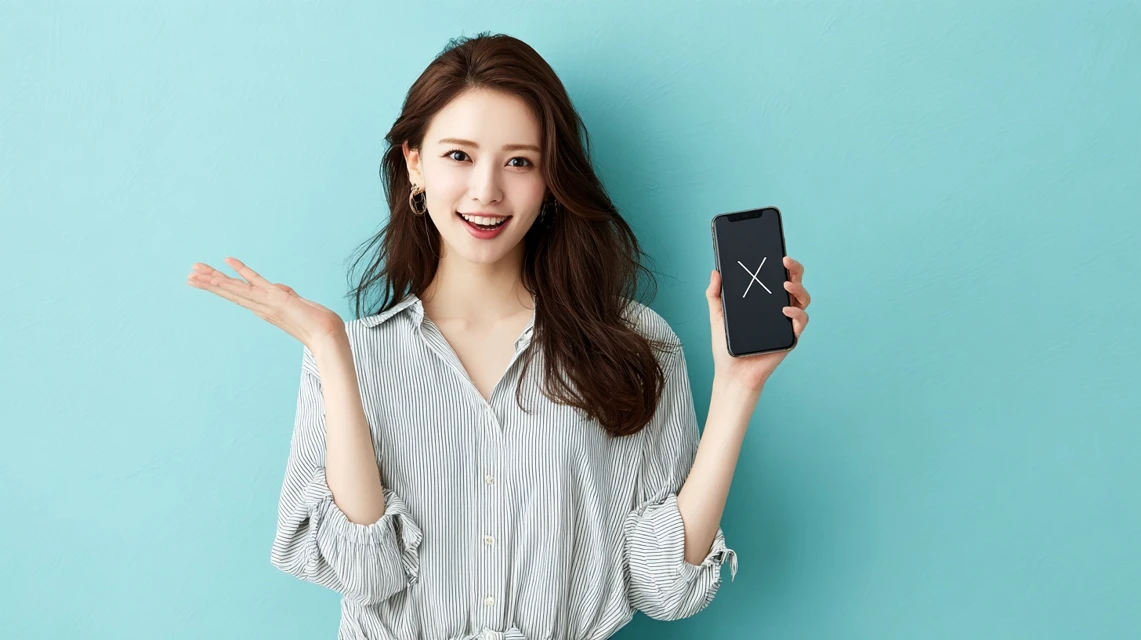 口コミ評価を調べる女性の画像