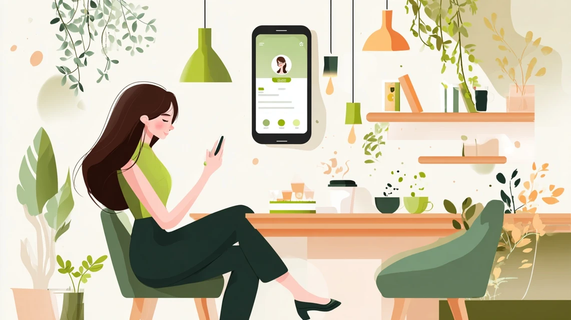 大江戸温泉クーポン配布時期をチェックする日本人女性の画像
